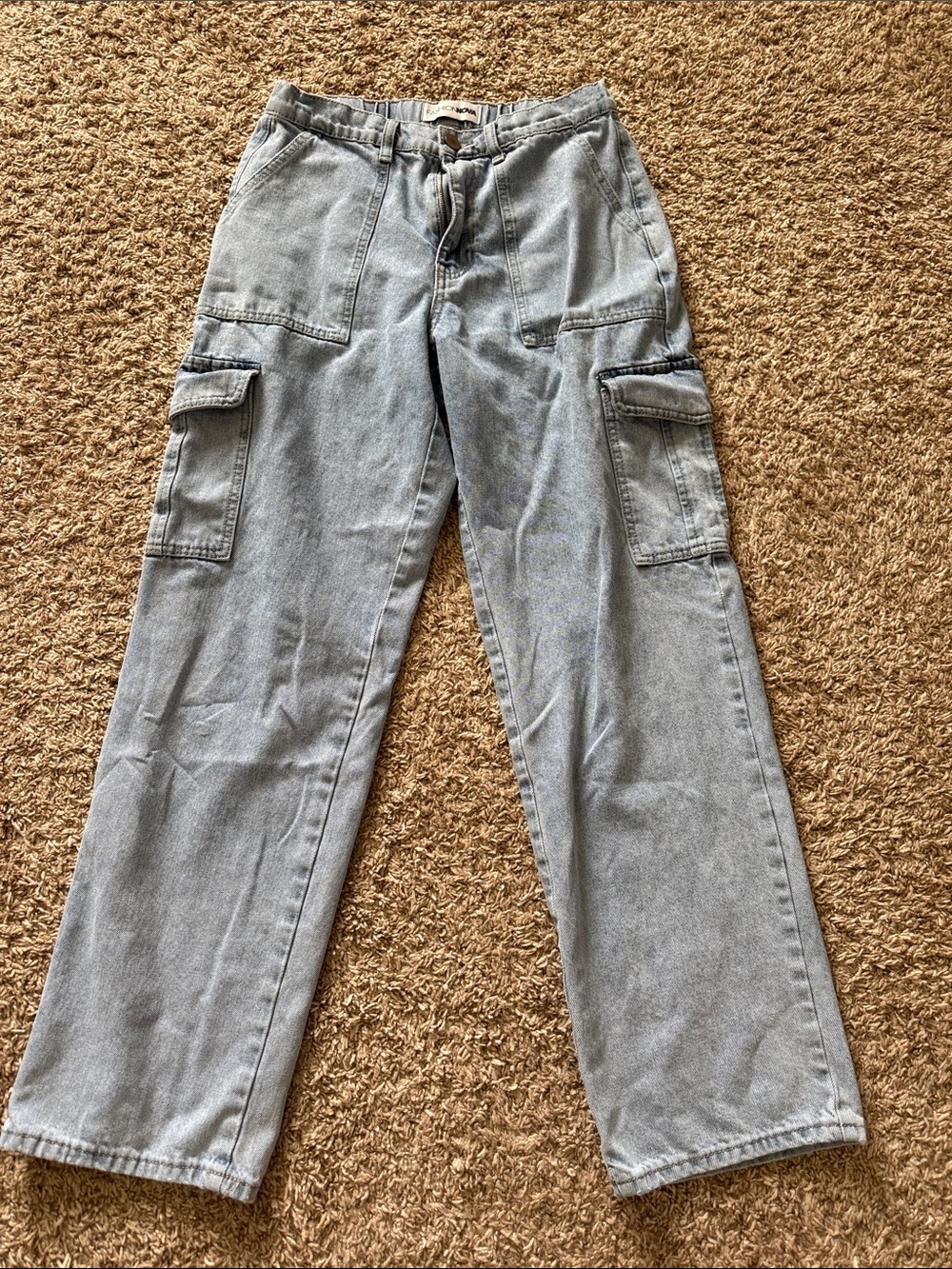 Fashion Nova Light Wash Cargo Jeans